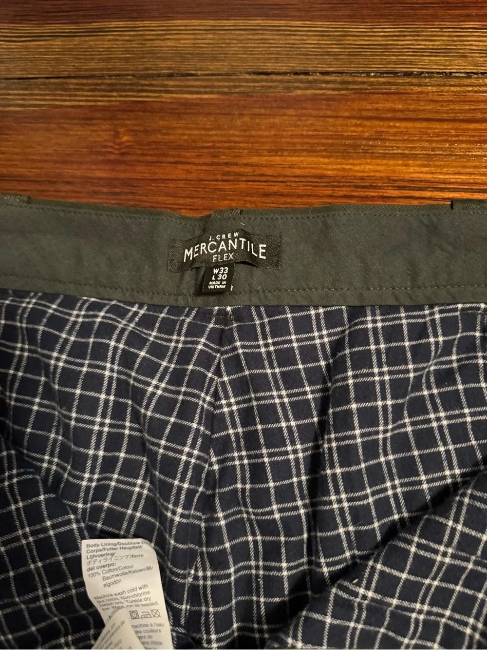 J. Crew Men's Dark Green fleece lined chinos